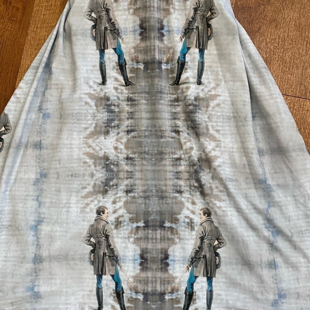 Salgiano one of a kind strapless dress with British looking horse riders. Size M - Picture 5 of 12